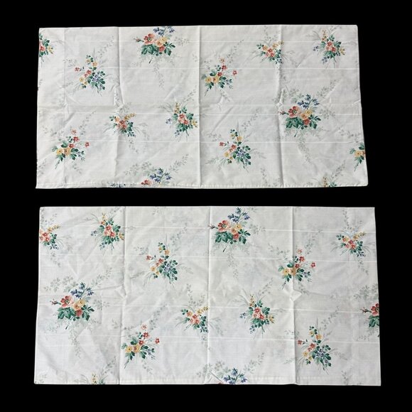 Vintage King Size Pillowcases Floral Lady Pepperell USA 1980s Flowers Cottage - Picture 4 of 9